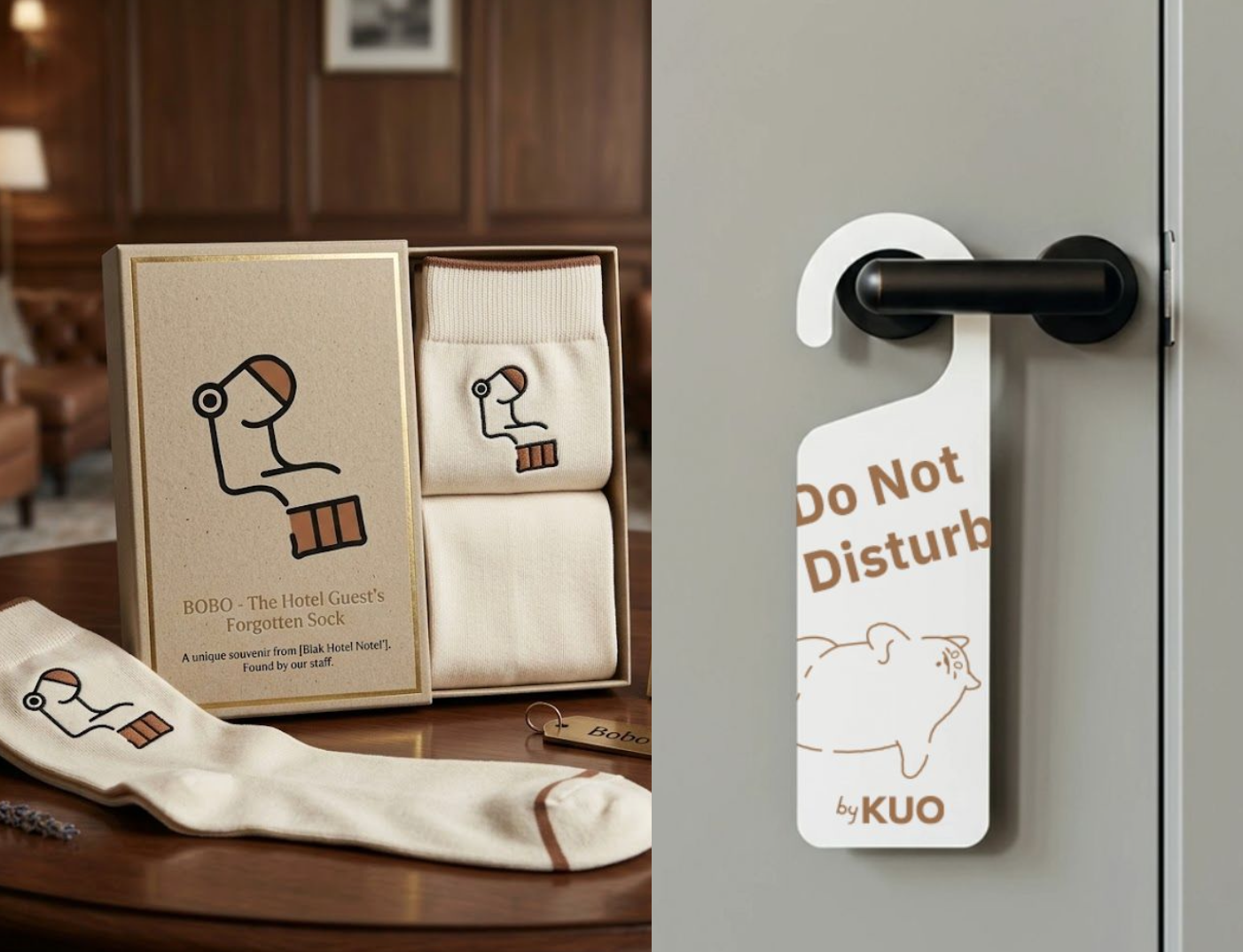 Bobo sock souvenir kit and by KUO door hanger